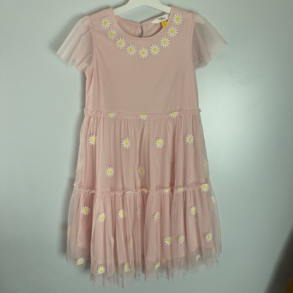 Rumi + Ryder Girl Floral Flower Dress Pink Tulle Tiered Dress Size Small (6-7)